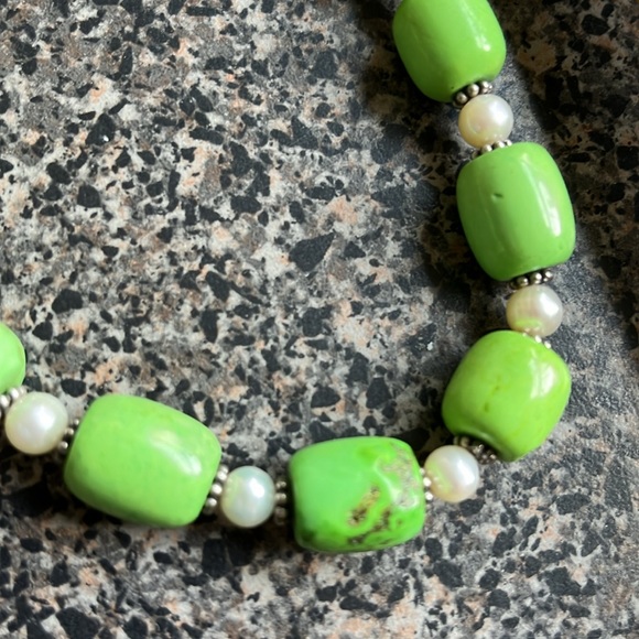 NWOT pearls, sterling Bali beads Turquoise necklace - Picture 4 of 4